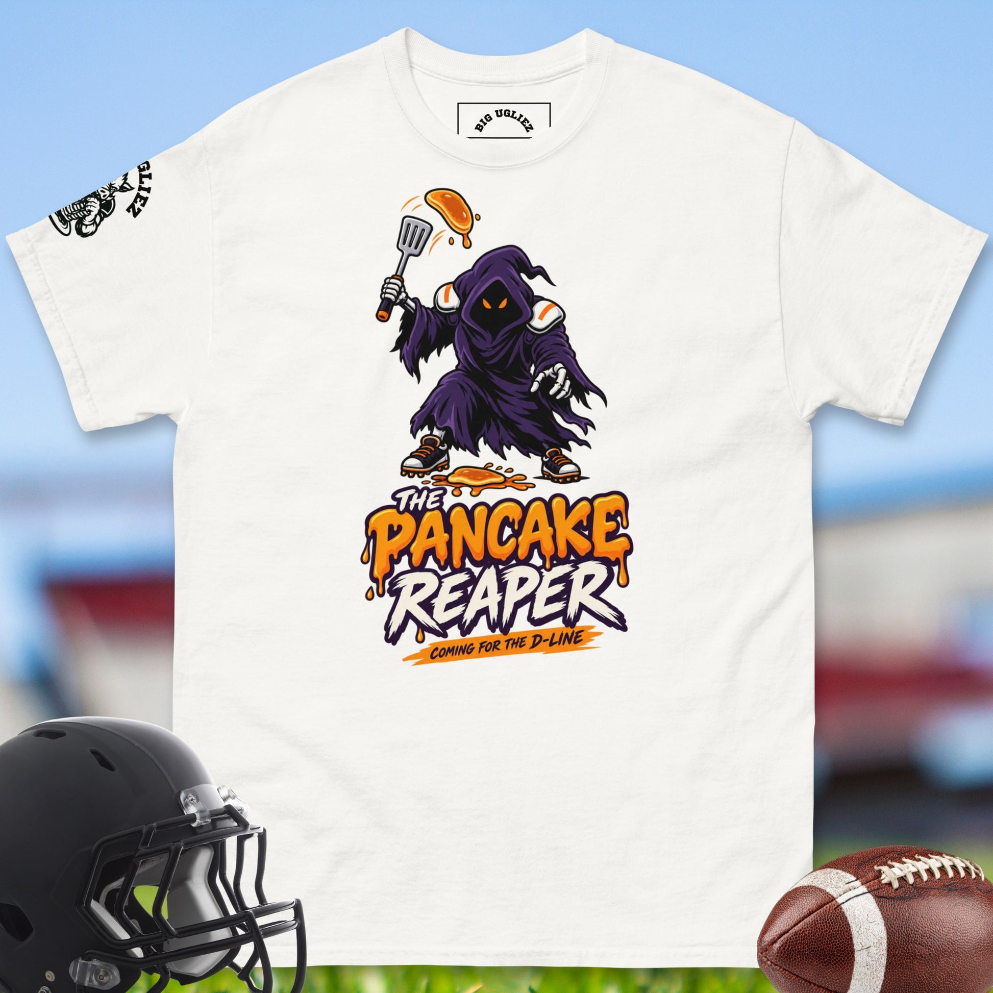 the-pancake-reaper-offensive-linemen-t-shirts-by-big-ugliez-in-white
