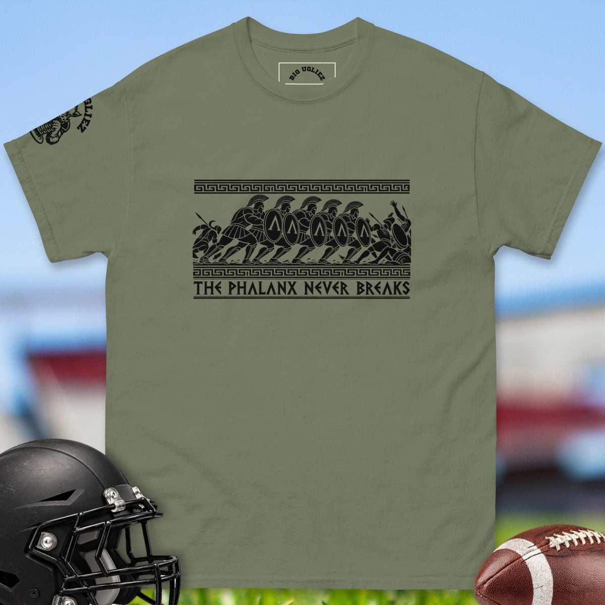 the-phalanx-never-breaks-offensive-linemen-t-shirts-by-big-ugliez-in-military-green