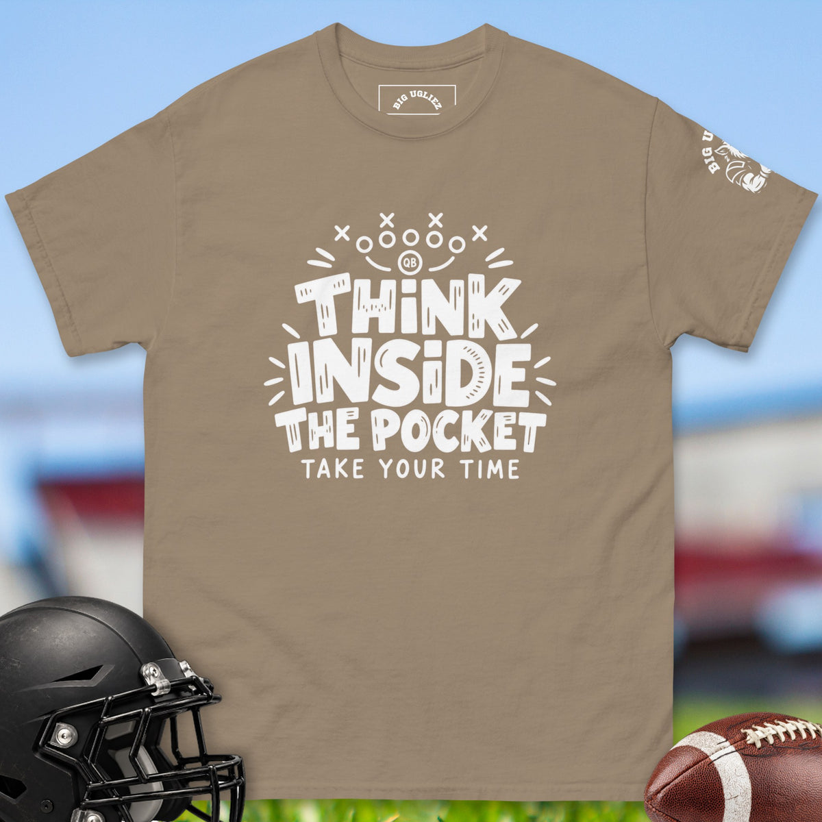 think-inside-the-pocket-offensive-linemen-t-shirts-by-big-ugliez-in-brown-savana