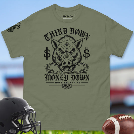 third-down-money-down-offensive-linemen-t-shirts-by-big-ugliez-in-military-green