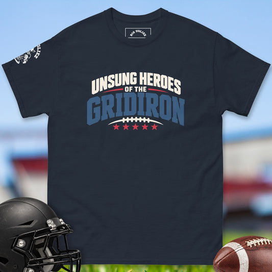 Unsung Heroes Of The Gridiron offensive lineman t-shirt in Navy by Big Ugliez