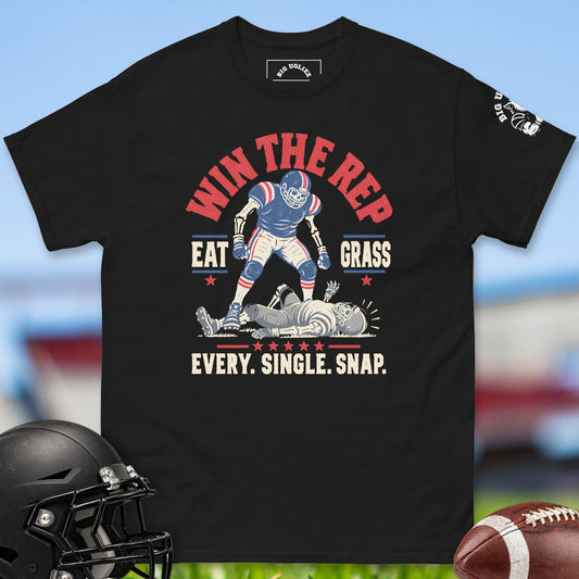 Win The Rep Skeleton Players offensive lineman t-shirt in Black by Big Ugliez