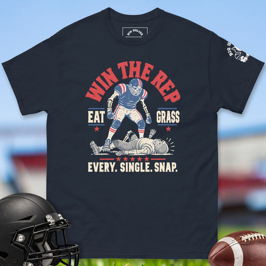 Win The Rep Skeleton Players offensive lineman t-shirt in Navy by Big Ugliez